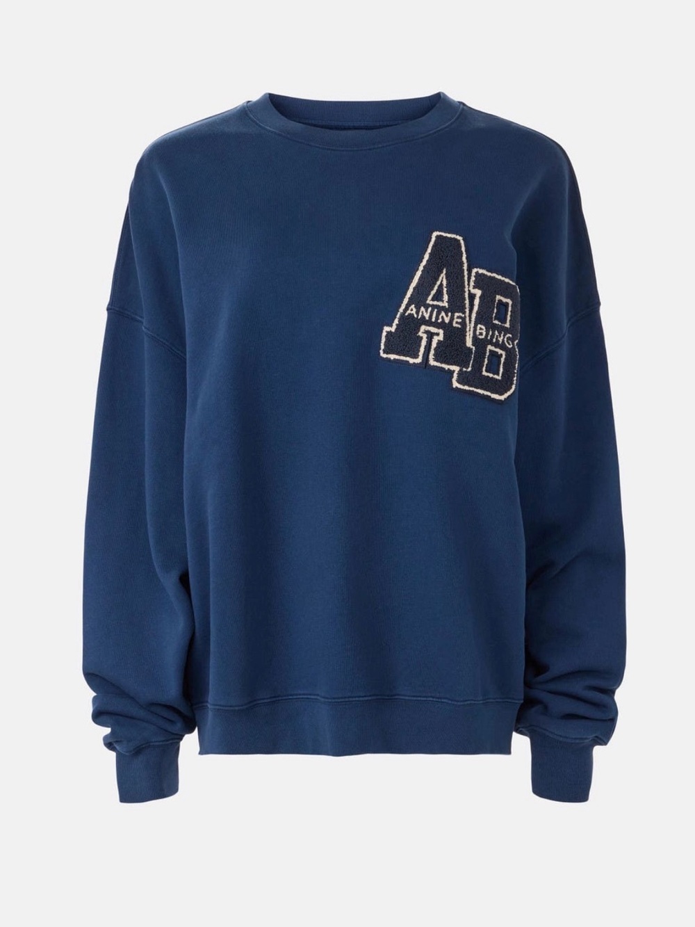 Anine Bing Miles Navy Logo Crewneck Sweatshirt - Picture 2 of 2